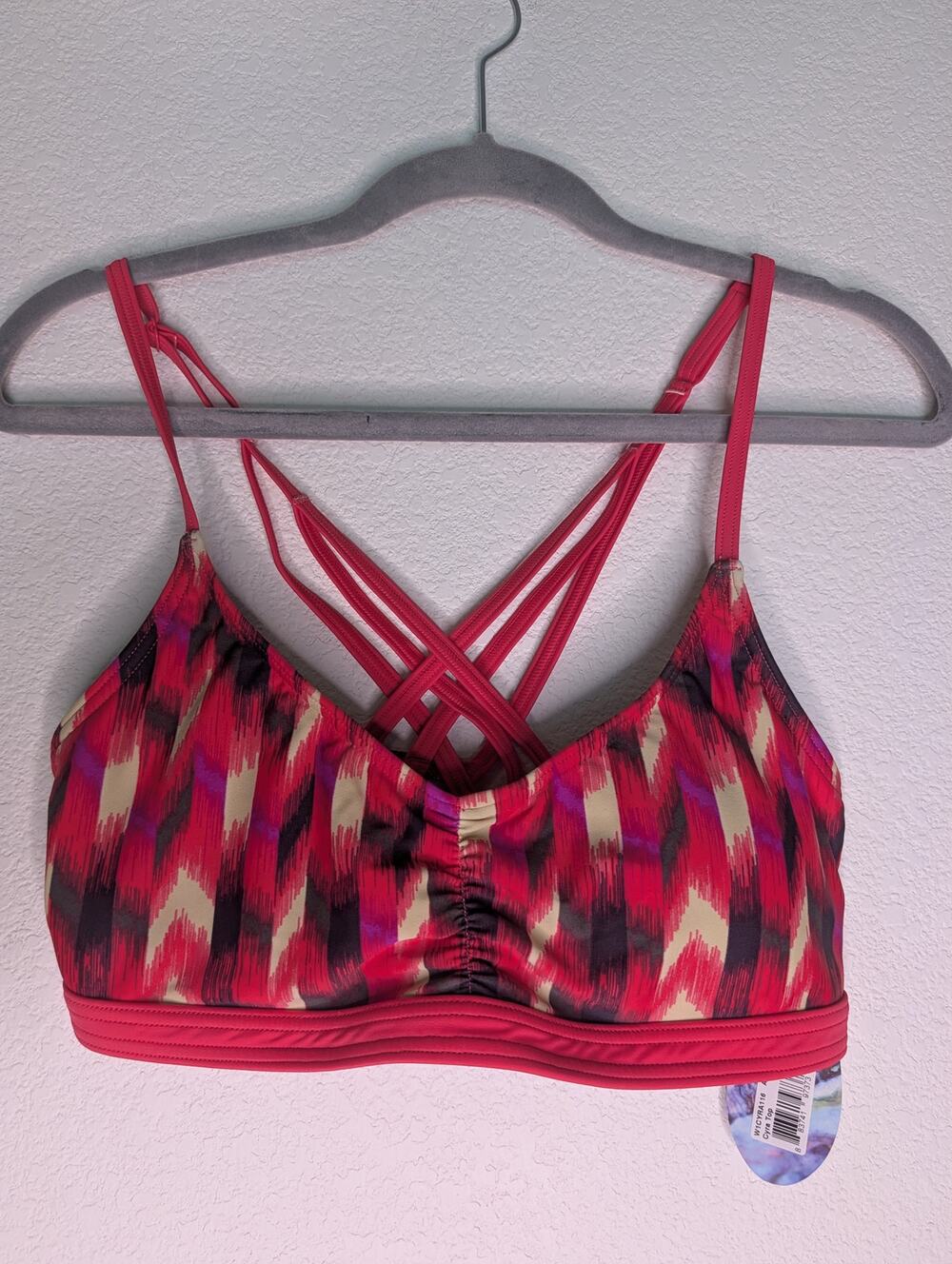 prAna NWT Women's Cyra Top Azalea Ikat Sportsbra L UPF Yoga Wellness Athleisure